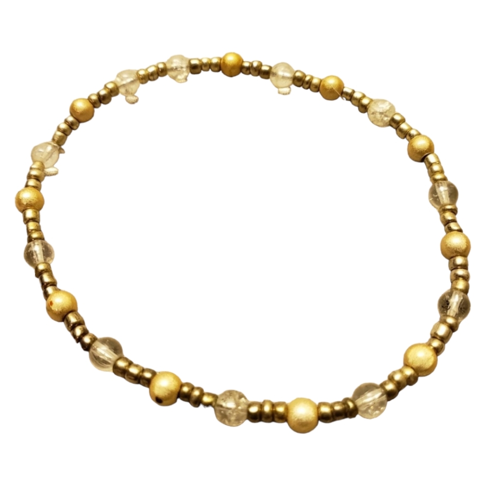 Tan/Clear Beaded Friendship Bracelet